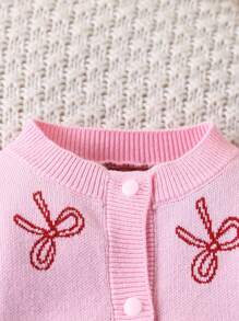 女婴时尚可爱连体衣，粉色系蝴蝶结元素，秋冬可爱连体衣 - 淺粉色 - 查看 5