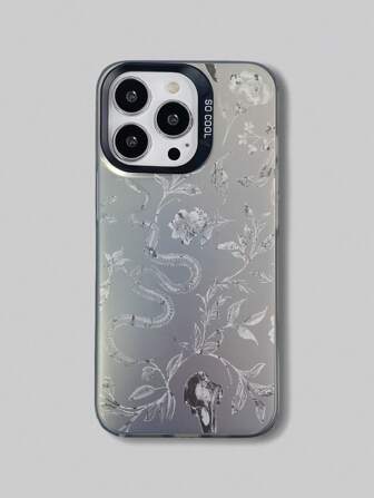 Goth 1 pièce Étui de téléphone avec impression squelette, serpent et fleurs de style gothique