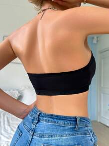 Tube Bra With Front Closure, Comes With 1 Pair Of Transparent Shoulder Straps - Black - View 2