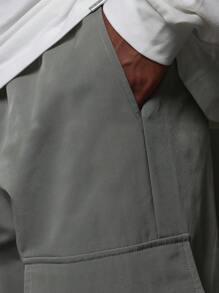 SUMWON Straight Fit Cargo Nylon Pant With Side Poppers - Grey - View 6