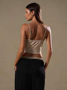 MUSERA 格子口袋细节吊带上衣，适合度假、春夏穿着 - 黃色 - 查看 2