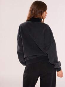 Musera Sport Áo nỉ thể thao cổ cao, chất liệu denim mài, thích hợp cho Padel, Tennis, Pickleball, tập gym và thể dục. - màu đen - Xem 2