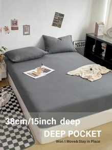 1 pièce de drap-housse de couleur unie doux - protège-matelas avec poche légèrement plus profonde (38 cm / 15 po de profondeur) - housse de matelas et surmatelas moderne et profond pour tous les formats de lit (simple, double, queen, king, une place, deux places). Ensemble literie scolaire, oreiller et taie d'oreiller non inclus.