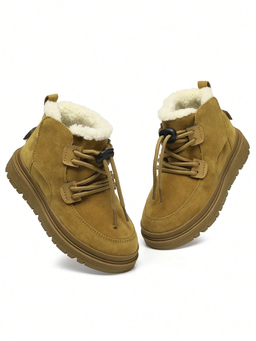 Giày bốt trẻ em mùa đông, giày bốt thời trang thường ngày, giày bốt đi tuyết mùa đông dễ thương cho bé trai và bé gái - Màu Khaki - Xem 1