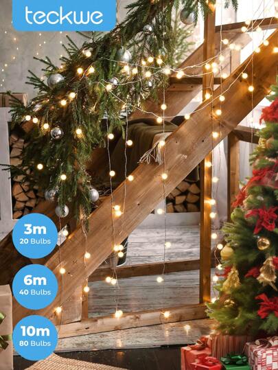 Teckwe String Lights With Mini Bulbs,Globe String Lights,LED Small White Ball Starry Sky Colored Light String Outdoor Waterproof Decorative Light Decoration Atmosphere Light For Garden Yard Porch Wedding Party Decor