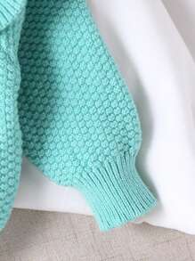 SHEIN Baby Girl Solid Color Ruffle Trim Cardigan And Knitted Pants 2pcs Outfit, Fashionable And Cute, Suitable For Autumn/Winter - Mint Green - View 4