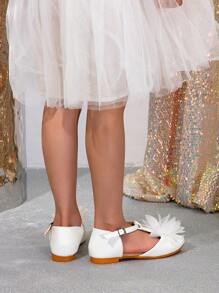 New Fashion Pointed Toe Flat Shoes For Teenage Girls, Outdoor Casual Leather Flats, White Pointed Toe Fashionable Pearl Decorated Shoes, Comfortable School Shoes - White - View 5