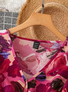 Trelyra 1pc Women's Elegant Floral Ruched V-Neck Wrap Dress With Belt And Long Sleeves Maxi Women Outfit