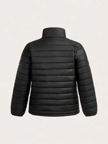 SHEIN EZwear 大码女装、冬季外套、纯色前拉链、冬季女装外套、长袖简约连帽夹克、二合一、三件套、休闲日常穿着