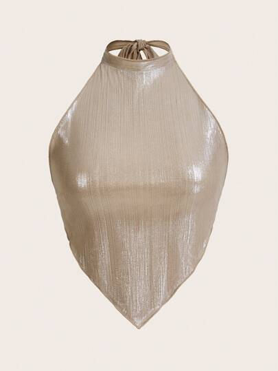 SHEIN ICON Blusas Metálicas com Bandana e Barra Halter para Concerto