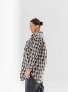 Aralina Curve Plaid Long Sleeve Button-Front Plus Size Casual Shirt