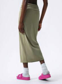 VARSITIE Faldas largas de mujer de cintura baja con pliegues