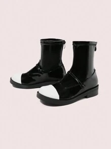 CUCCOO DOLLMOD Botas de tobillo con suela gruesa, punta redonda y cremallera trasera para mujer, con un ambiente navideño y de Año Nuevo, para otoño e invierno - Negro - Ver 6