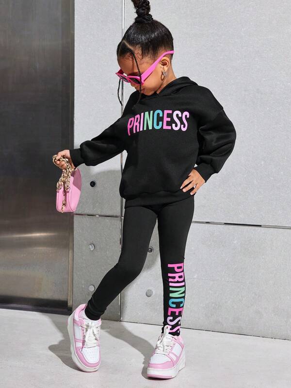 Ensemble sweat-shirt à capuche doublé thermique et pantalon de survêtement ajusté pour jeune fille, style casual de rue