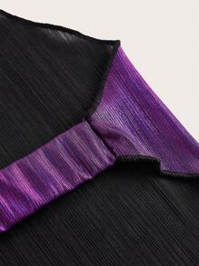 SHEIN ICON 音乐会服装 金属丝头巾下摆吊带上衣 - 紫色 - 查看 4