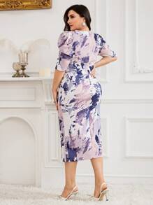Modelyn Kleid mit Grafik, Puffärmeln