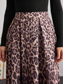 Modelyn Falda campana con estampado degradado de leopardo elegante para mujer