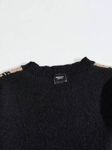 Manfinity VCAY 男士宽松鹿与雪花圣诞图案彩色印花圆领长袖毛衣 适合秋冬季、男友礼物 - 彩色 - 查看 3