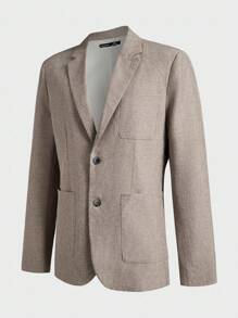 Manfinity VCAY 2pcs Men Business Suit Set, Slim Fit Long Sleeve Casual Suit, Suitable For Autumn And Winter - Khaki - View 10