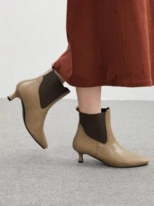 CUCCOO BIZCHIC Women Pointed Toe Low Heel Elastic Mid-Calf Boots For Christmas And New Year Holiday