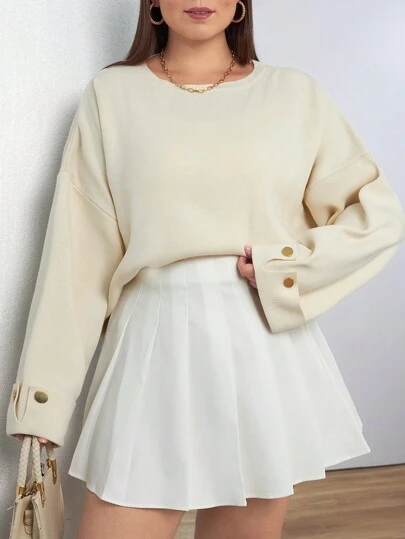 EURMUSE Double Sleeve Button Detailed Oversize Thick Winter Sweater Warm Touch