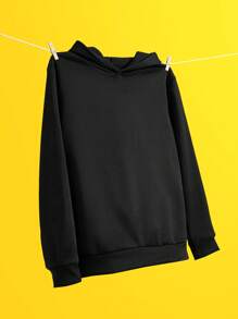 Manfinity Men's Solid Color Long Sleeve Casual Pullover Hoodie Sweatshirt