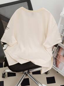 Claim Dot Men's Casual Plain T-Shirt, Plus Size, Everyday Wear - Apricot - View 2