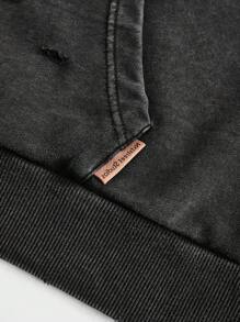 Manfinity NXTstreet Plus Size Men's Speckle Knit Distressed Loose Drop Shoulder Long Sleeve Hoodie Sweatshirt