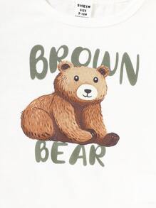 SHEIN Conjunto de 2 piezas para bebé niño con camiseta de manga corta y pantalones cortos, cómodo y duradero, con estampado gráfico lindo, ajuste relajado con cuello redondo en la camiseta y cintura con cordón en los pantalones, adecuado para primavera/verano - Multicolor - Ver 3