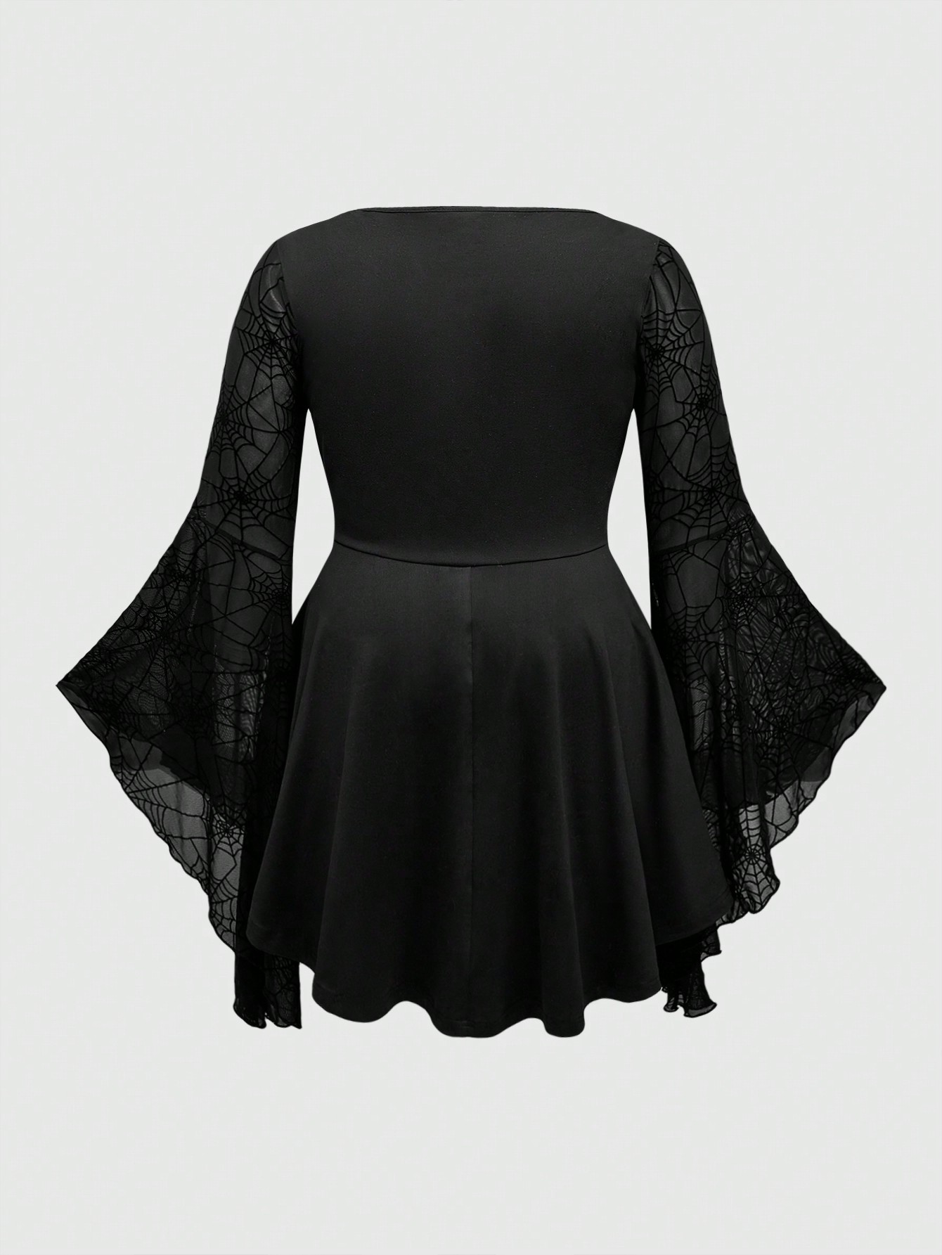 Our Plus Size Gothic Spider Web Flocked Bell Sleeve Dress is such a vibe