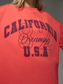 MISSGUIDED Camiseta oversize de manga caída con estampado "California"