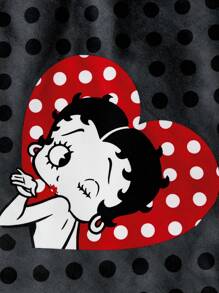 Betty Boop x SHEIN 卡通人物波点爱心图案撞色包边镂空沙滩巾，礼品，适用于家居浴室夏季，送礼佳品，派对、节日、情人节 - 彩色 - 查看 5