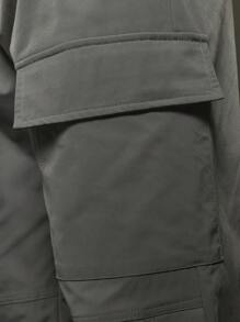 SUMWON Straight Fit Cargo Nylon Pant With Side Poppers - Grey - View 7