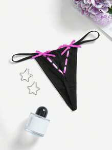 PetitDoll Women's Sexy Lace Ribbon Hollow Out G-String Panties - Multicolor - View 6