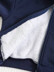 Cozy Pixies Set de 2 piezas de chaqueta con capucha suave de punto con estampado de letras y pantalón de chándal para bebé niño