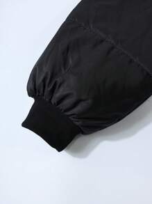SHEIN EZwear Plus Size Dames Effen Kleur Splice Voorkant Rits Lange Mouw Zakken Capuchon Casual Jas