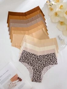 12 chiếc quần lót tam giác thiết kế đơn giản cho nữ, mặc thường ngày - Nhiều màu - Xem 3