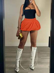 INAWLY Short décontracté uni grande taille, à porter au quotidien