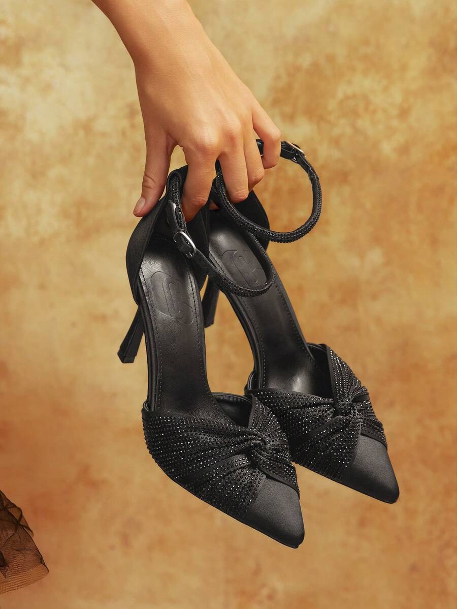 CUCCOO HITCHD 尖头细高跟鞋时尚晚会欧美女士镂空高跟鞋 - 黑色 - 查看 1