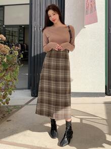 DAZY Women's Checkered A-Line Skirt, Casual Everyday Wear,Fall Clothes Plaid