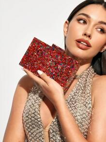 SHEIN SXY Túi xách cầm tay Acrylic nhiều màu đơn giản thời trang dành cho nữ, Túi xách cầm tay Acrylic nhiều màu, Quý cô, Phụ nữ, Tiệc cocktail, Tiệc tùng, Vũ hội, Câu lạc bộ, Hẹn hò, Sinh nhật, Buổi tối, Đêm hẹn hò, Túi xách buổi tối, Quà tặng Valentine sang trọng - Đỏ - Xem 1