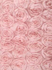 MISSGUIDED 花卉玫瑰纹理迷你裙，手工3D玫瑰花结装饰，适合晚宴、婚礼宾客、春夏特殊场合穿着 - 粉色 - 查看 3