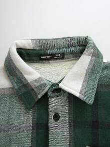 Manfinity VCAY Áo sơ mi tay dài trễ vai họa tiết kẻ caro dáng rộng unisex, phù hợp cho mùa thu/đông, Giáng sinh - Nhiều màu - Xem 5