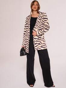 MUSERA Animal Print Oversized Blazer Dress Spring Sexy Cute Summer Brunch - Multicolor - View 1