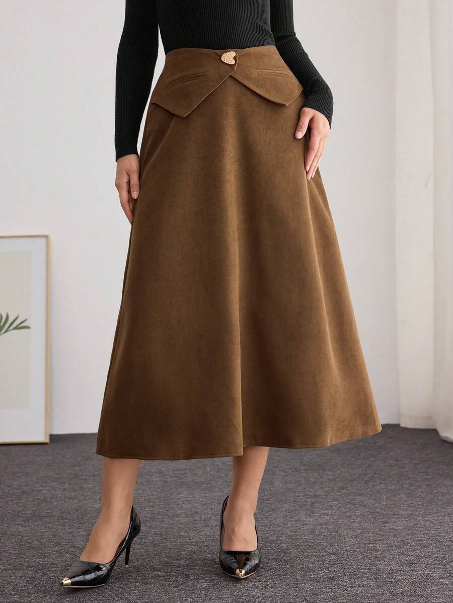 Modelyn Jupe élégante style A-ligne avec taille froncée et empiècement pour femmes, style urbain