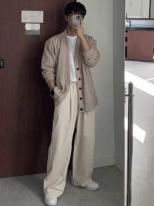 DAZY Casual Versatile Beige Men's Pants, Suitable For Commuting, Autumn, Fall