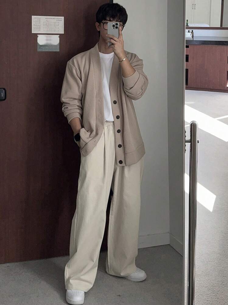 DAZY Pantalon décontracté et polyvalent pour hommes en beige, convenant pour les déplacements, l'automne - Beige - Voir 6