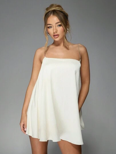 MISSGUIDED Flowy Metal Strap Backless A Line Mini DressMISSGUIDED