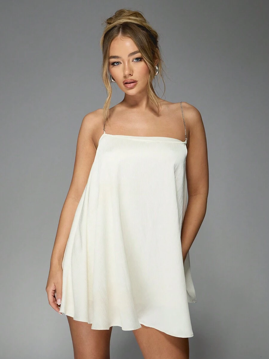 MISSGUIDED Flowy Metal Strap Backless A Line Mini DressMISSGUIDED