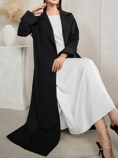 Al Najma Elegante en bescheiden Arabische abaya met geplooide bloemenprint voor dames